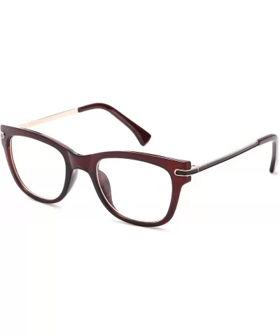 Women's Metal Frame Cat Eye Stye High Fashion Clear Lens Glasses - Brown/Gold/Brown - C611G6GQYE5 $12.94 Wayfarer