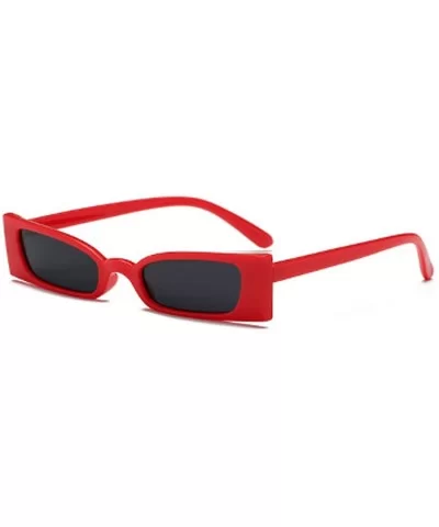 Small frame Men and women Sunglasses Fashion Retro Sunglasses - Red Black - CO18LL0RDCL $12.77 Rectangular