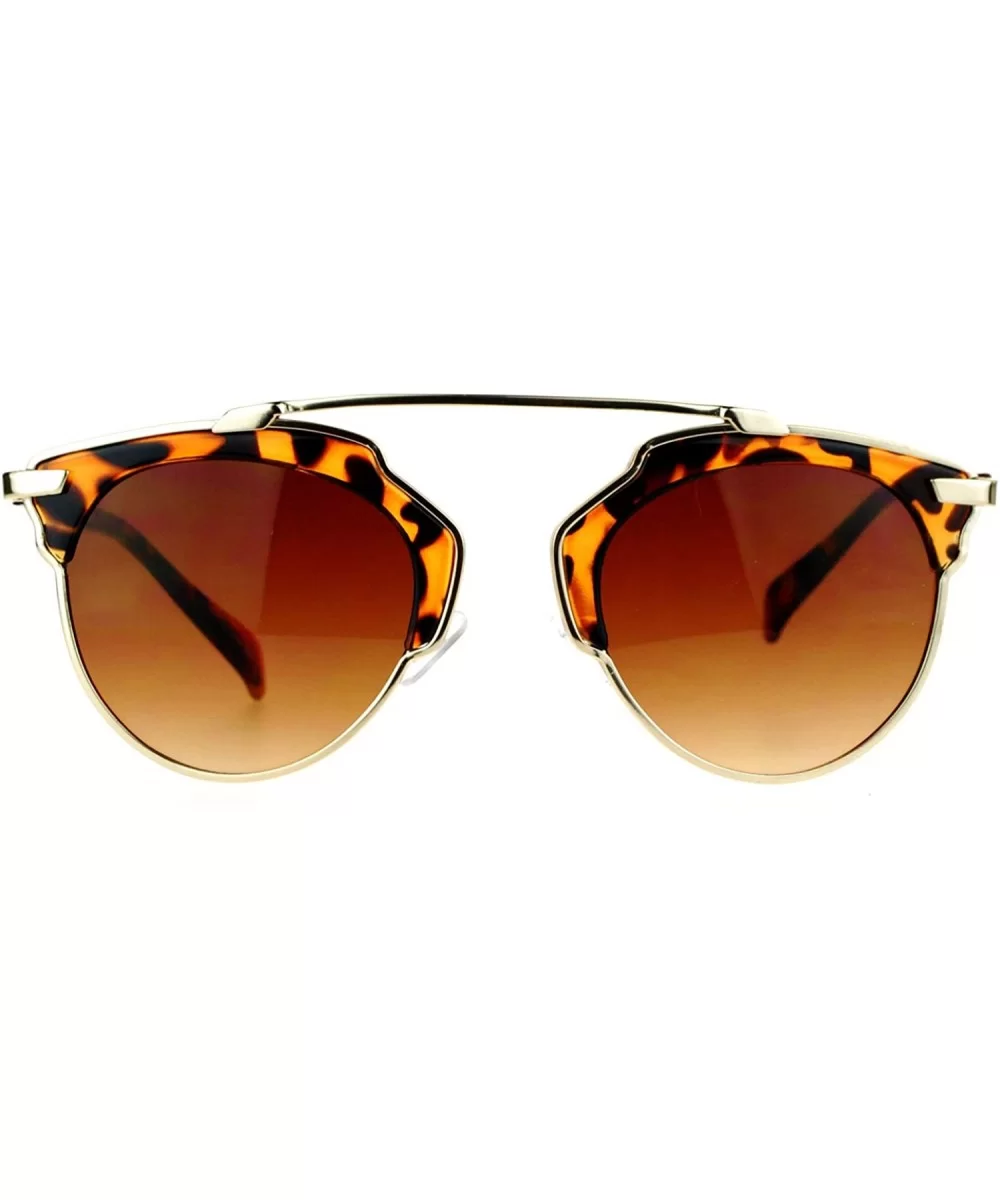 Womens Metal Outline Bridgeless Half Rim Gradient Lens Sunglasses - Gold Tortoise - CW1260IBP4H $14.54 Wayfarer