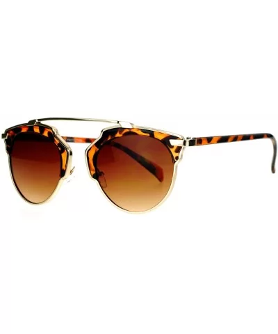 Womens Metal Outline Bridgeless Half Rim Gradient Lens Sunglasses - Gold Tortoise - CW1260IBP4H $14.54 Wayfarer