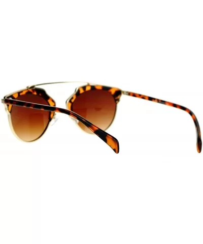 Womens Metal Outline Bridgeless Half Rim Gradient Lens Sunglasses - Gold Tortoise - CW1260IBP4H $14.54 Wayfarer