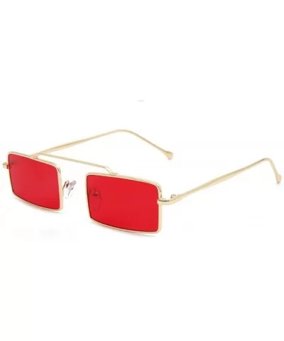 Fashion Vintage Rectangular Summer Stylish Sunglasses Metal Frame Black Red Lens - Red - CD18E5GSSZR $17.95 Square