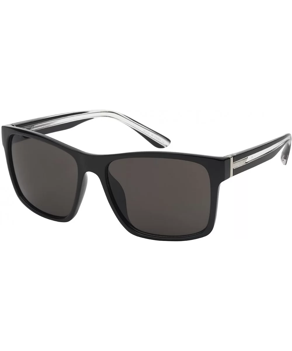 Retro Inspired Square Sunglasses w/Solid Lens 541055-SD-4(BLK+CL) - C712LWVVF15 $11.23 Square