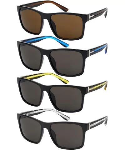 Retro Inspired Square Sunglasses w/Solid Lens 541055-SD-4(BLK+CL) - C712LWVVF15 $11.23 Square