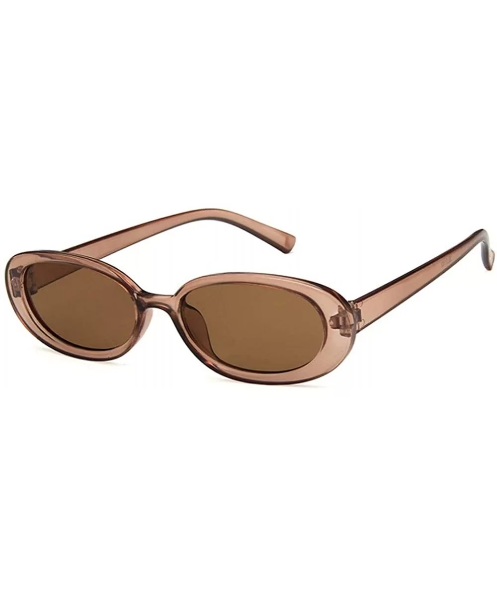 Mini Vintage Retro Extra Narrow Oval Round Skinny Cat Eye Sun Glasses Clout Goggles - Tea - CF18SMX3NRM $12.89 Round