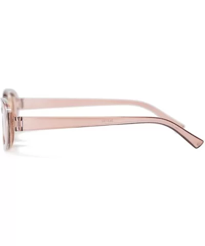 Mini Vintage Retro Extra Narrow Oval Round Skinny Cat Eye Sun Glasses Clout Goggles - Tea - CF18SMX3NRM $12.89 Round