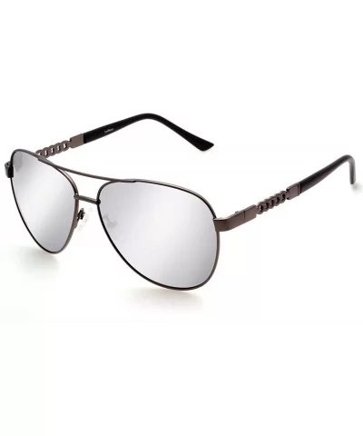 Polarized Aviator Sunglasses Protection Lightweight - Polarized Mirrored Silver Lens / Exquisite Temple - CR17YSEW749 $14.90 ...