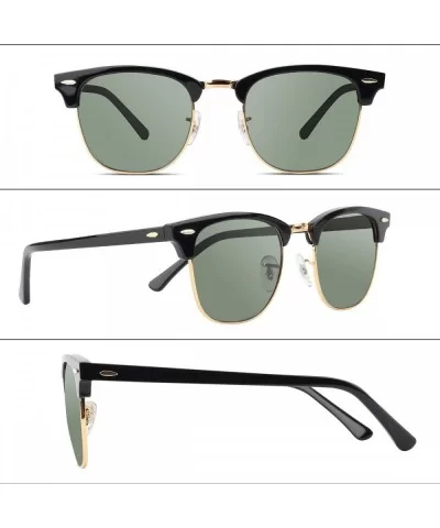 Glass Lens Sunglasses for Men and Women Plank Frame Metal Hinge Fashion Driving Vintage Sun Glasses - CA1948RWT5L $38.10 Sport