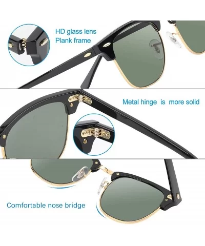 Glass Lens Sunglasses for Men and Women Plank Frame Metal Hinge Fashion Driving Vintage Sun Glasses - CA1948RWT5L $38.10 Sport