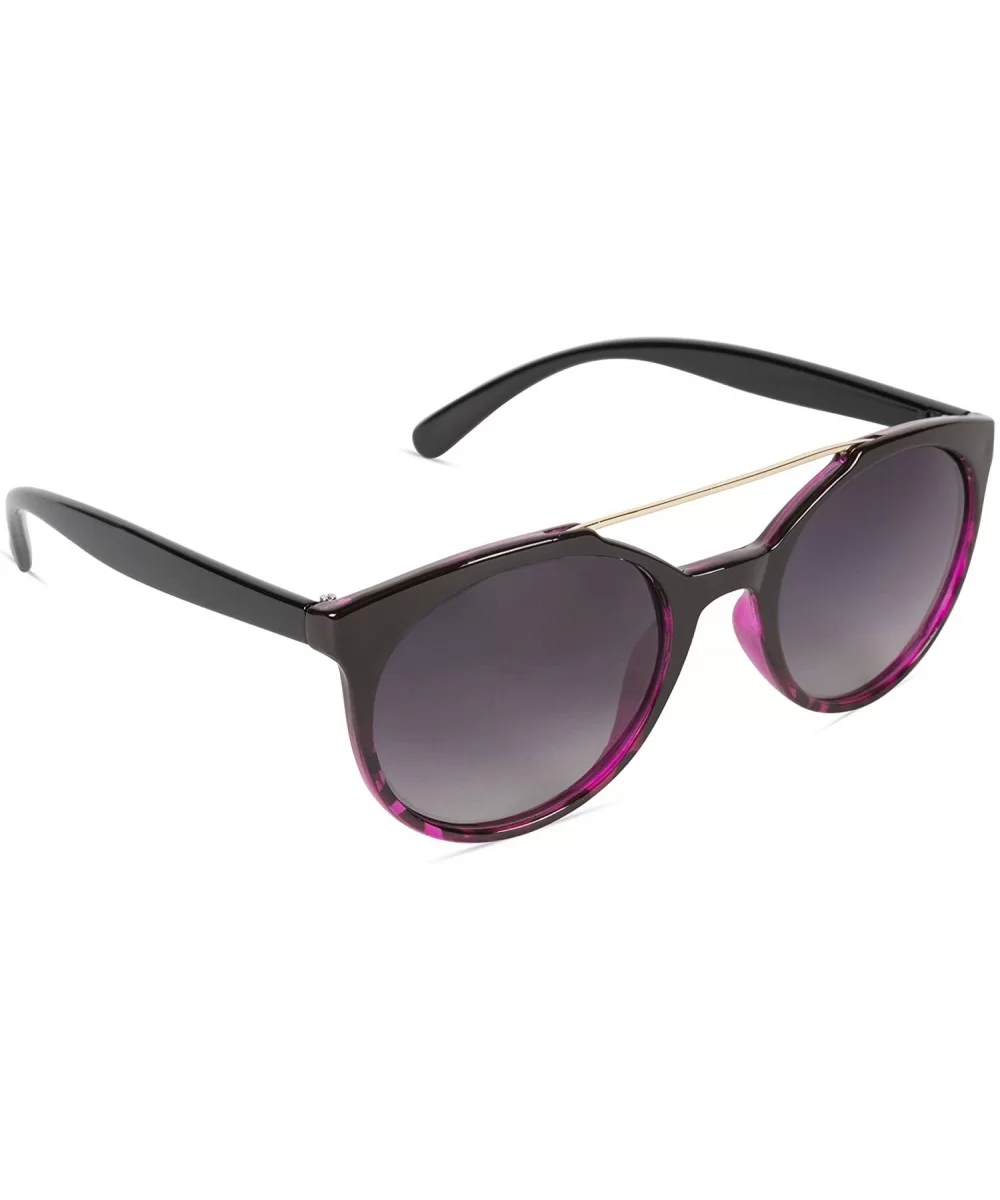 Classic Oversized Sunglasses Round - Black to Purple Demi Frame/Gradient Smoke Lens - C318DCK94WH $25.50 Square