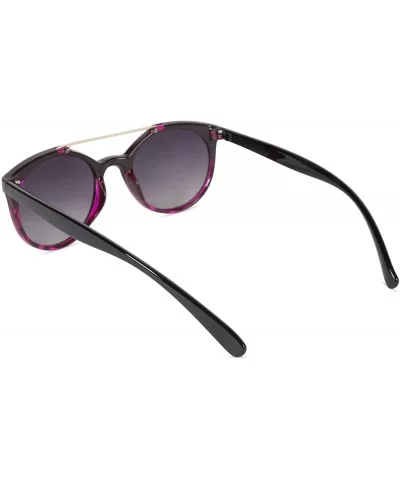 Classic Oversized Sunglasses Round - Black to Purple Demi Frame/Gradient Smoke Lens - C318DCK94WH $25.50 Square