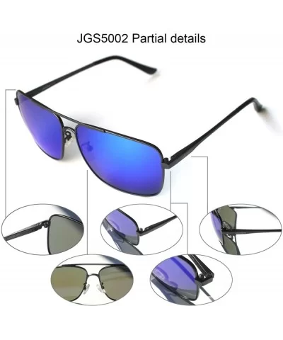 Classic Rectangle Aviator Sunglasses Polarized 100% UV protection - Gunmetal Frame Blue Revo Lens - CM128EAWFQP $21.79 Sport