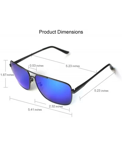 Classic Rectangle Aviator Sunglasses Polarized 100% UV protection - Gunmetal Frame Blue Revo Lens - CM128EAWFQP $21.79 Sport