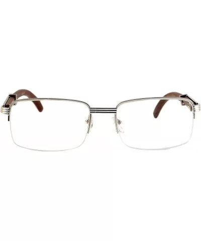 Reading Glasses Vintage Semi-Rimless Metal & Wood Grain Reader New A258 - Silver Brown - CZ195DUZYT4 $22.35 Semi-rimless