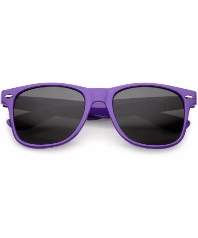 Modern Wide Arms Neutral Colored Square Lens Horn Rimmed Sunglasses 52mm - Purple / Smoke - C2188K0C39K $14.07 Square