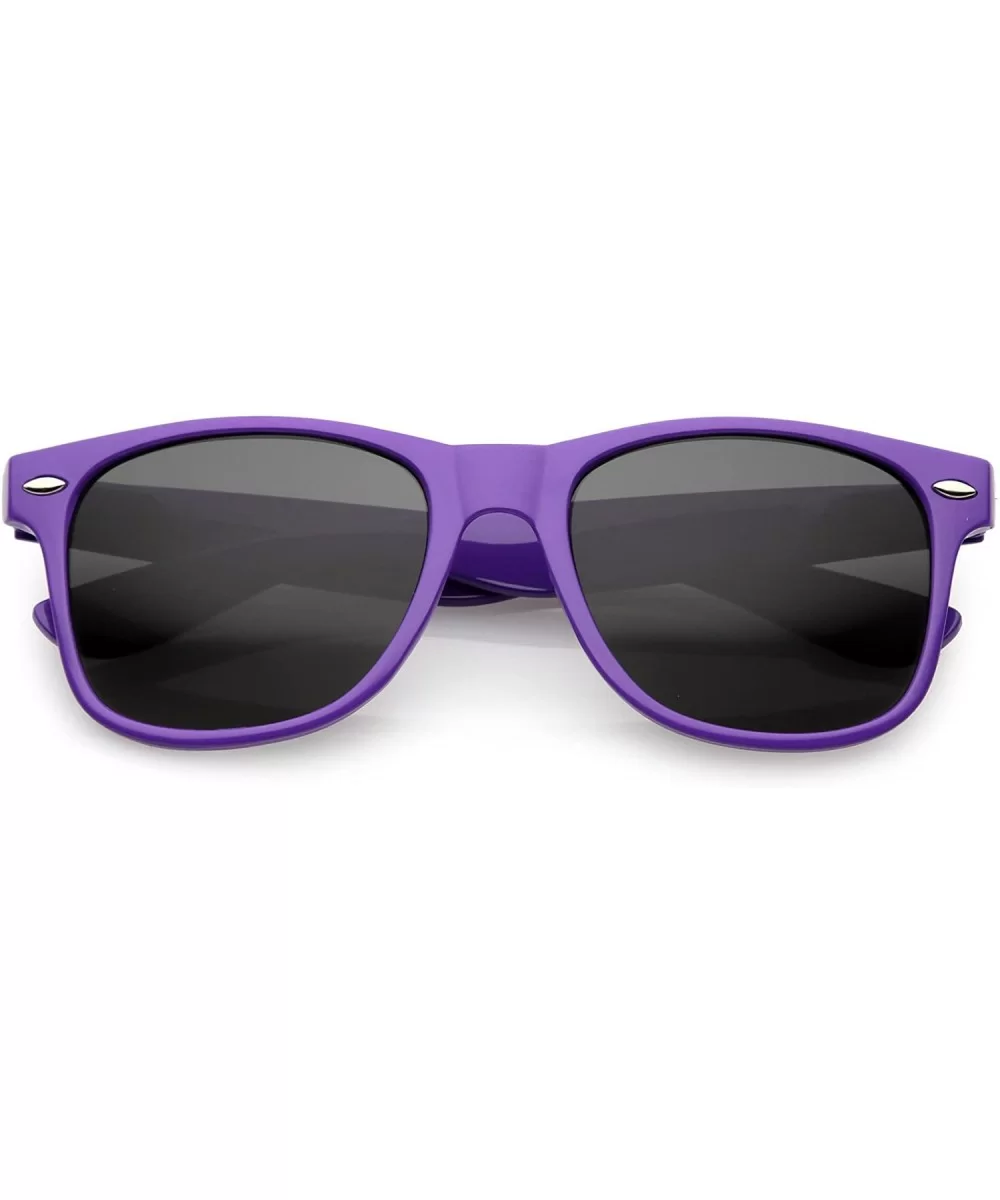 Modern Wide Arms Neutral Colored Square Lens Horn Rimmed Sunglasses 52mm - Purple / Smoke - C2188K0C39K $14.07 Square