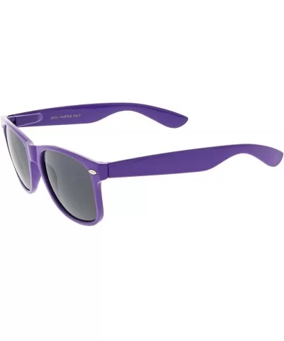 Modern Wide Arms Neutral Colored Square Lens Horn Rimmed Sunglasses 52mm - Purple / Smoke - C2188K0C39K $14.07 Square