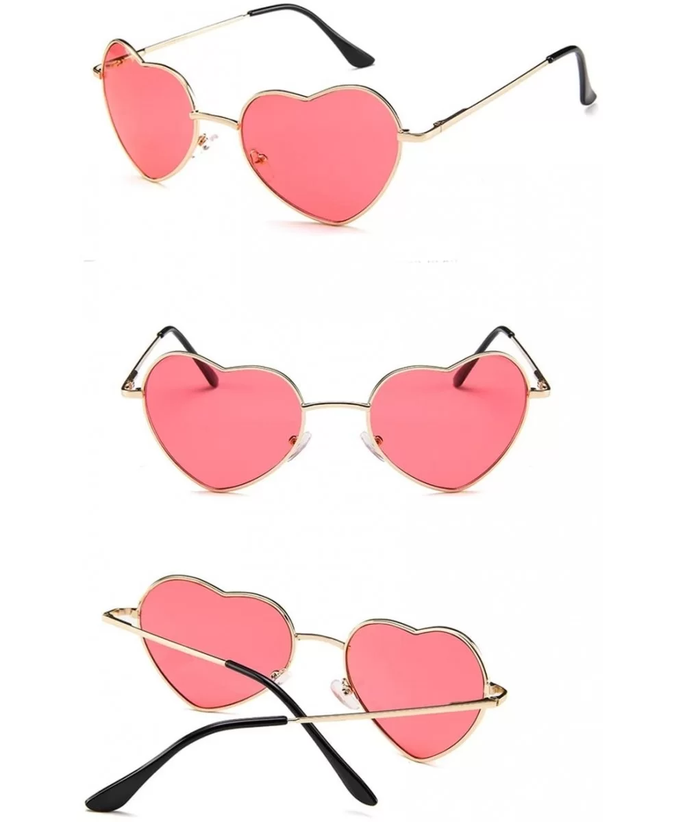 Heart Sunglasses Slight Alloy Frame Lovely Aviator Style for Women Casual Fashion Sunglasses (Color Blue) - CA197WZAYU9 $43.0...