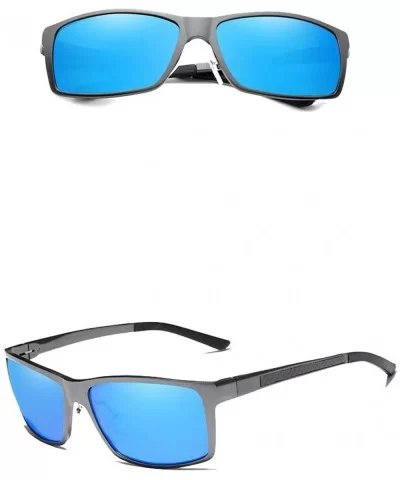 Genuine Mens Polarized Rectangular Adjustable Sunglasses Fashion UV400 Ultra Light Al-Mg - Gun/Blue - CK18YHNO67W $29.44 Rect...