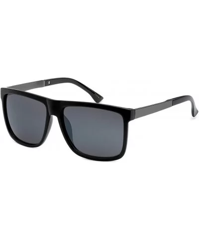 Retro Flat Top Sunglasses - Black/Blue - CZ18DNKYG8G $12.55 Rectangular