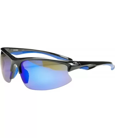 Polarized PTR75 Sunglasses Superlight Unbreakable for Running- Cycling- Fishing- Golf - Black & Blue - CS11F1S087X $52.49 Wrap