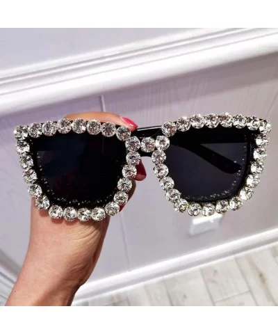 Fashion Rhinestone Sunglasses Exaggerated Glasses - C418N705Y8R $12.80 Square