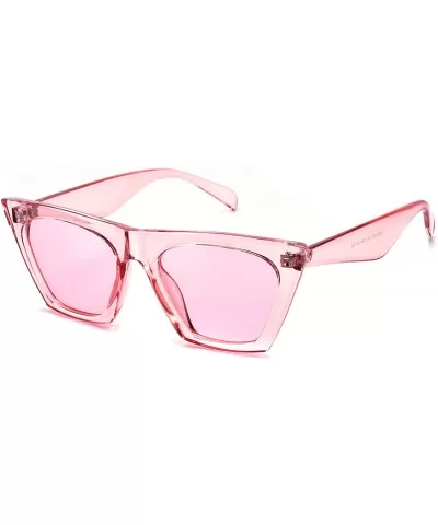 Square Cateye Sunglasses for Women Fashion Trendy Style MS51801 - Transparent Pink Frame/Transparent Pink Lens - CF18EOZUYYQ ...