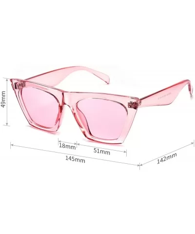 Square Cateye Sunglasses for Women Fashion Trendy Style MS51801 - Transparent Pink Frame/Transparent Pink Lens - CF18EOZUYYQ ...