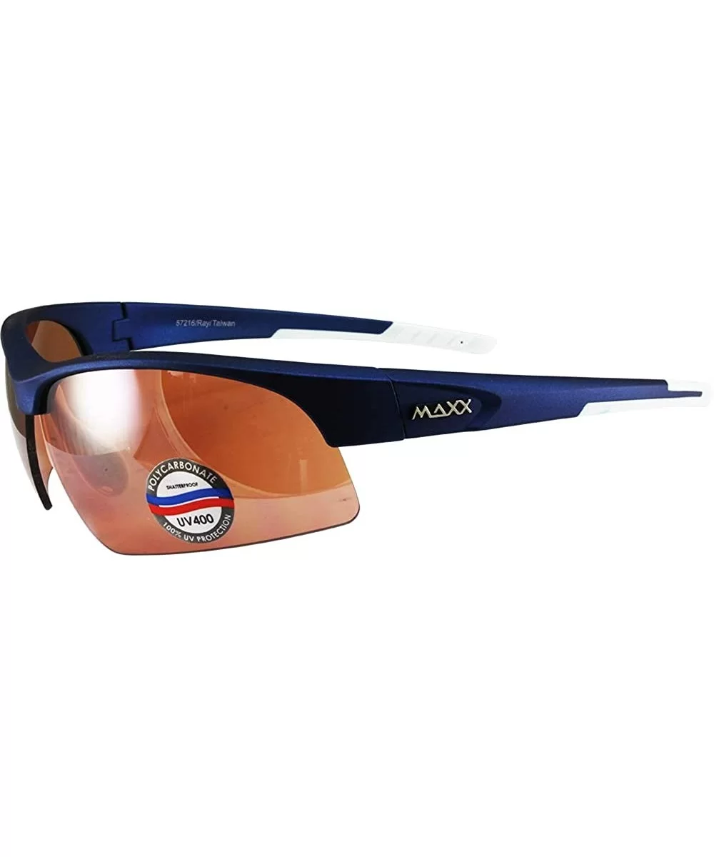 Stingray Sport Golf Motorcycle Riding Sunglasses Blue and White with High Definition Amber Lens - C619683OY7T $34.81 Sport