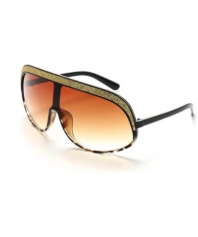 Oversized Sunglasses Fashion Crystal Glasses - Black&leopard - C3193NXRITX $17.37 Goggle