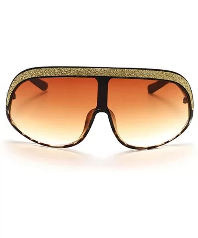 Oversized Sunglasses Fashion Crystal Glasses - Black&leopard - C3193NXRITX $17.37 Goggle