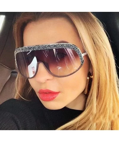 Oversized Sunglasses Fashion Crystal Glasses - Black&leopard - C3193NXRITX $17.37 Goggle