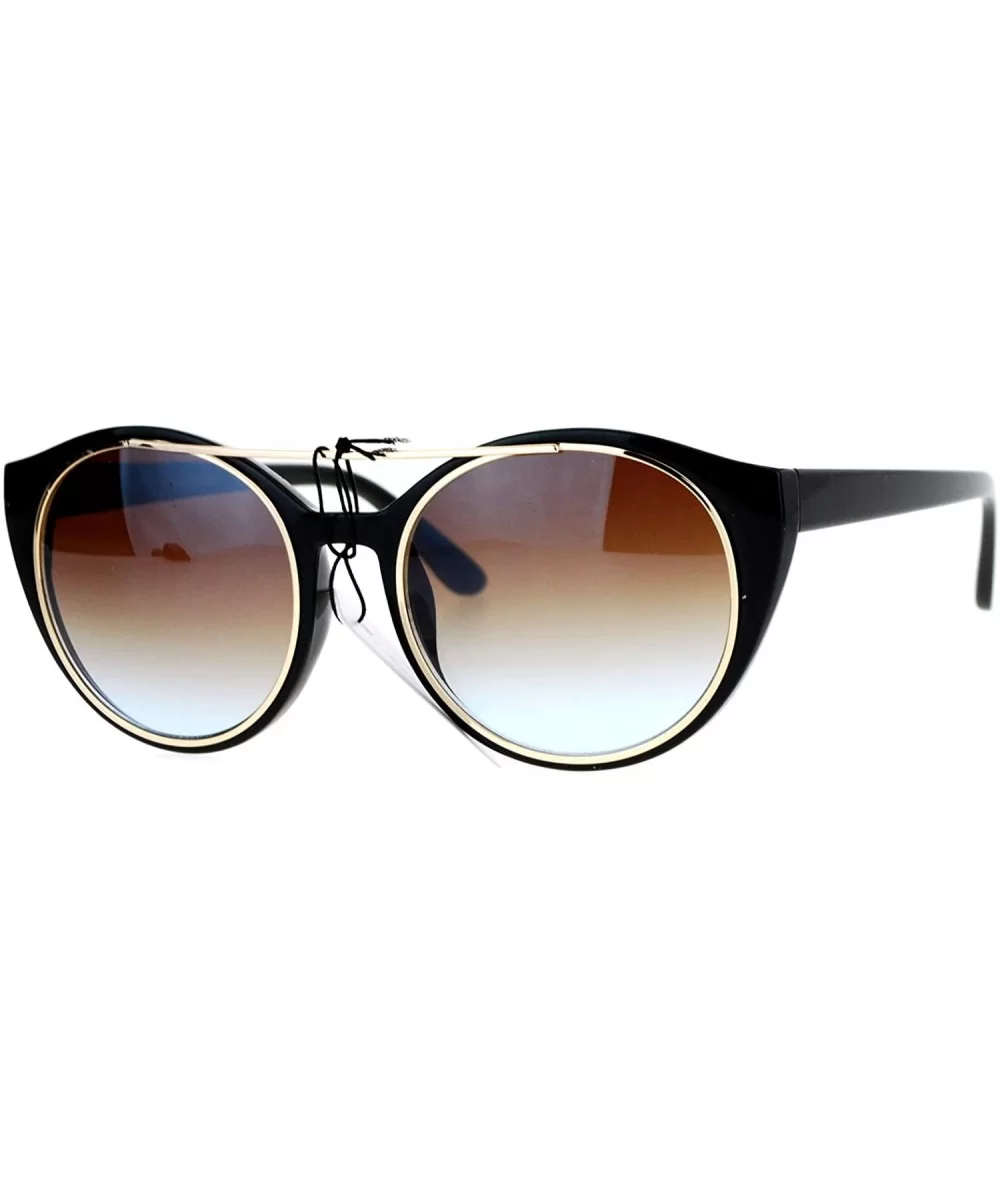 Womens Sunglasses Unique Wing Frame Metal Outline Stylish Shades - Black (Brown) - CK187C7QHY7 $15.86 Butterfly