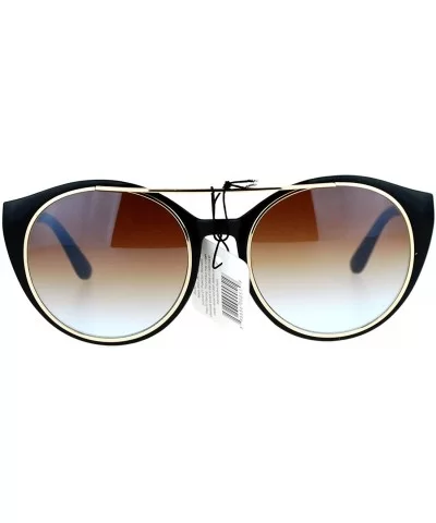 Womens Sunglasses Unique Wing Frame Metal Outline Stylish Shades - Black (Brown) - CK187C7QHY7 $15.86 Butterfly