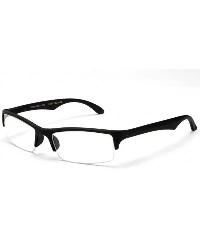 Unisex Slim Fit Half Frame Clear Lens Glasses - Rubber Black - CS11YN6N19B $11.81 Oversized