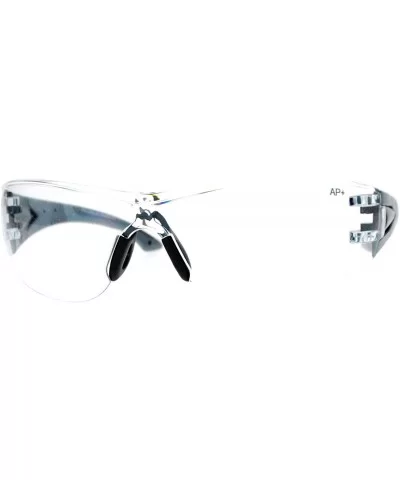 Protective Safety Glasses Rimless Wrap Around Shatterproof ANSI Z87.1+ - Grey (Clear) - CZ18969ZOL3 $14.35 Rimless