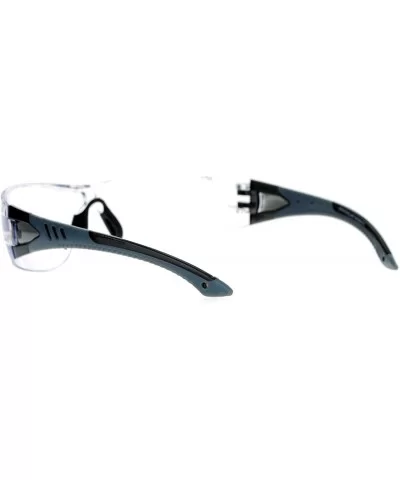 Protective Safety Glasses Rimless Wrap Around Shatterproof ANSI Z87.1+ - Grey (Clear) - CZ18969ZOL3 $14.35 Rimless