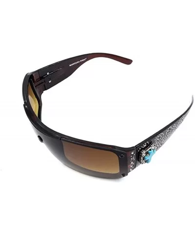 Wayfarer Rhinestone Sunglasses For Women Western UV 400 Protection Shades With Bling - Coffee-cross Turquoise - C919CDT4ZN8 $...