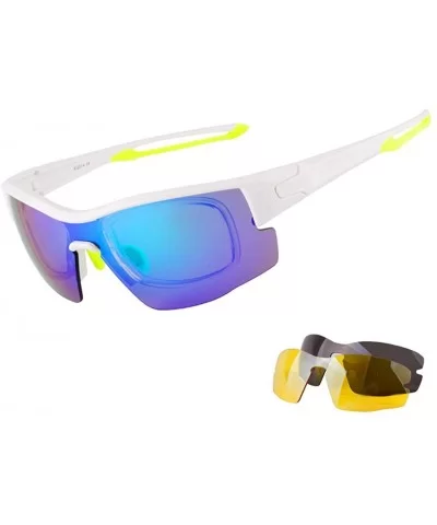 Polarized Sunglasses Motorcycle Baseball - White&blue Lens - C818R80GATT $22.68 Sport