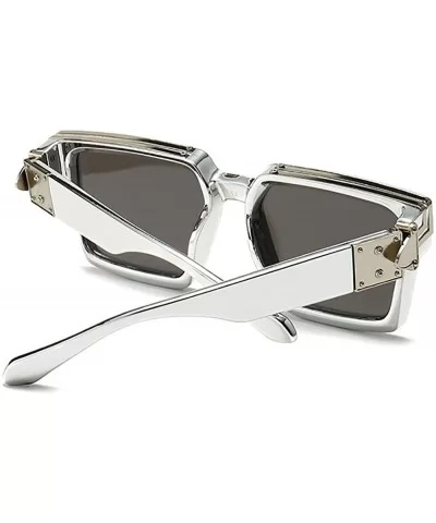 Retro Millionaire Sunglasses Square Metal punk Rock Hip hop Sunglasses men women - 8 - CX198O200UI $25.90 Square