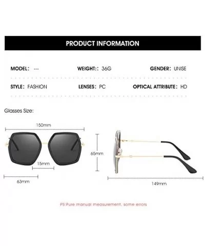 Oversized Square Sunglasses for Women Retro Chic Metal Frame UV400 Geometric Brand Designer Shades - CD18SKNNAGC $15.32 Square