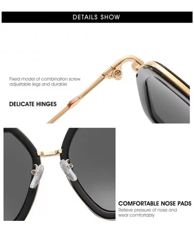 Oversized Square Sunglasses for Women Retro Chic Metal Frame UV400 Geometric Brand Designer Shades - CD18SKNNAGC $15.32 Square