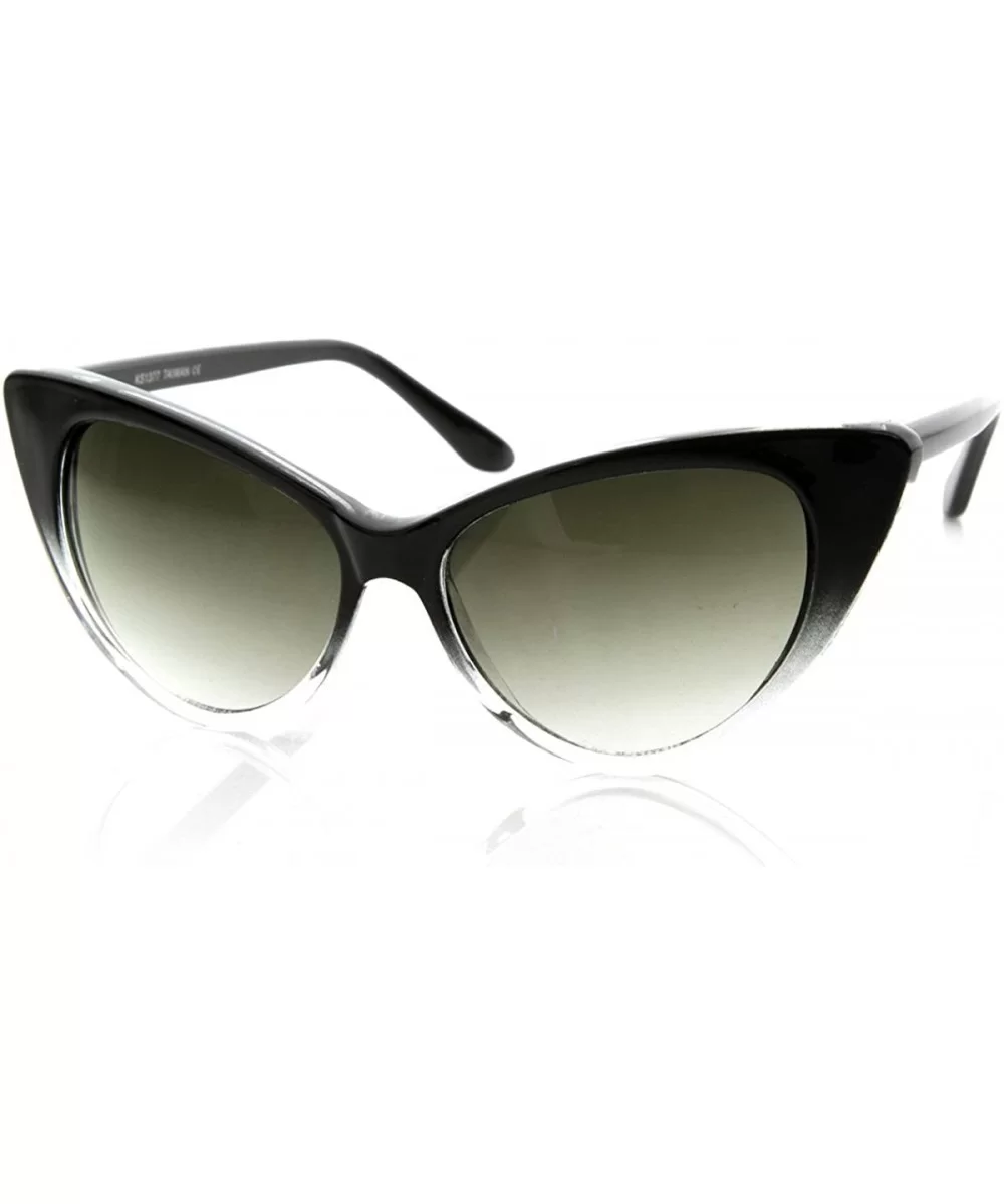 Super Cateyes Vintage Inspired Fashion Mod Chic High Pointed Cat-Eye Sunglasses - Black-fade - CS119PMGR85 $13.90 Oversized