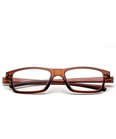 Ultra Light Weight Spring Temple Fashion Clear Lens Glasses - Brown - CD11AHWZO0X $13.59 Square