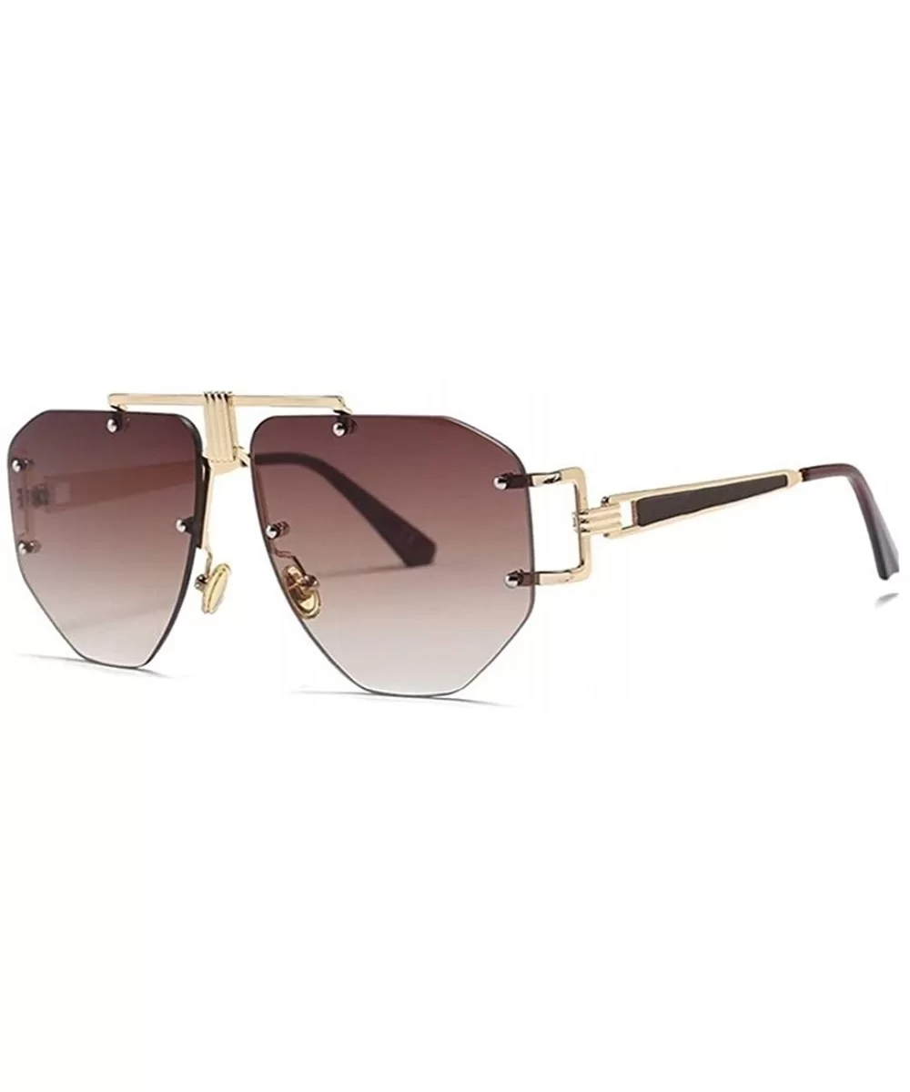 Oversized Rimless Sunglasses For Women Irregular Alloy Unique Frames Shades UV400 - C2 - CO1900U45HE $11.89 Oversized