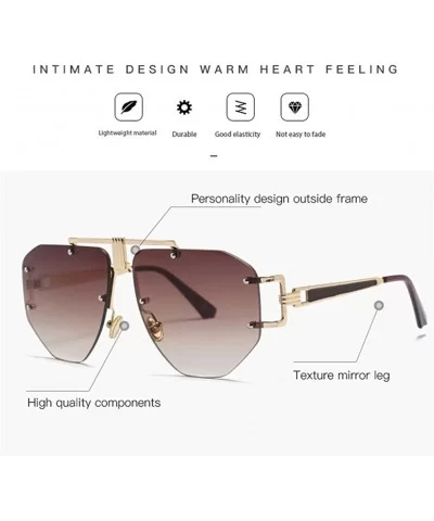 Oversized Rimless Sunglasses For Women Irregular Alloy Unique Frames Shades UV400 - C2 - CO1900U45HE $11.89 Oversized