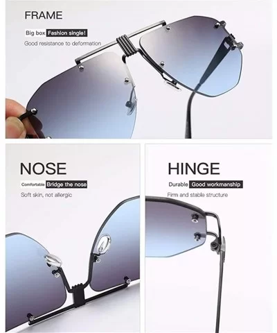 Oversized Rimless Sunglasses For Women Irregular Alloy Unique Frames Shades UV400 - C2 - CO1900U45HE $11.89 Oversized