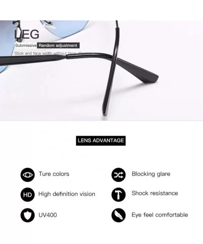 Oversized Rimless Sunglasses For Women Irregular Alloy Unique Frames Shades UV400 - C2 - CO1900U45HE $11.89 Oversized