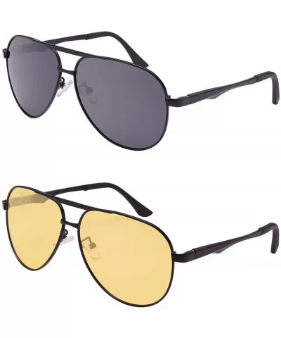 Aviator Polarized Military Sunglasses - Black+yellow - C718OS9LMSX $39.79 Goggle