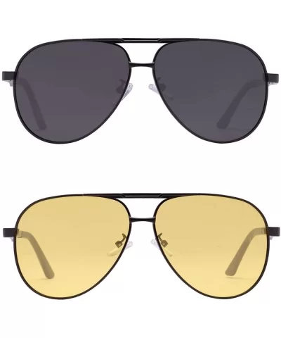 Aviator Polarized Military Sunglasses - Black+yellow - C718OS9LMSX $39.79 Goggle